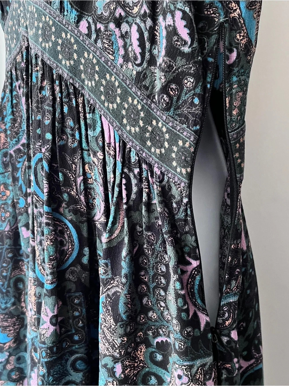 ba&sh Black Green Paisley Boho Festival Women’s Zelda Dress Size S - Picture 9 of 16